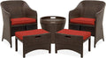 5-Piece Wicker Outdoor Patio Furniture Set with Storage Table A3196