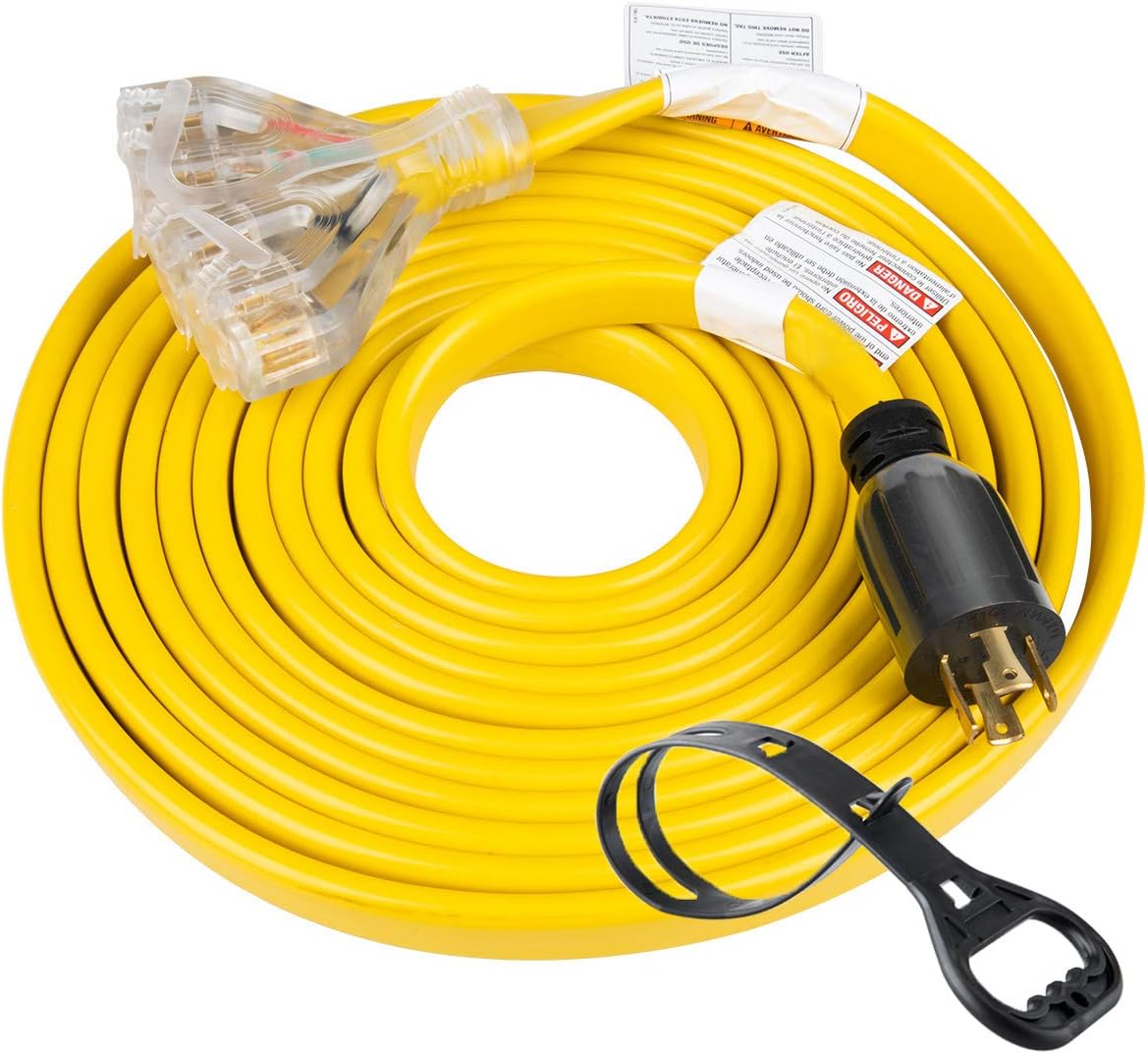 25 Feet 10 Gauge Generator Adapter Extension Cord V1140