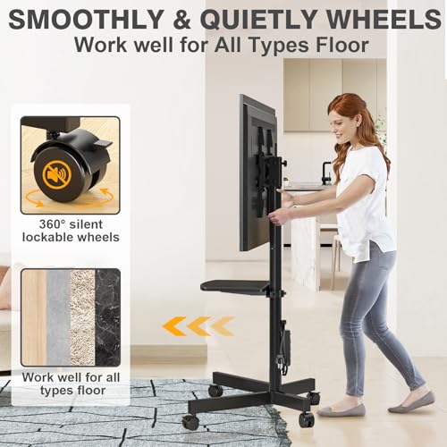 Mobile TV Stand with Power Outlet, Tilt Rolling TV Cart for 23-60 Inch TVs up to 88 lbs, Height Adjustment, Max VESA 400x400mm U9692