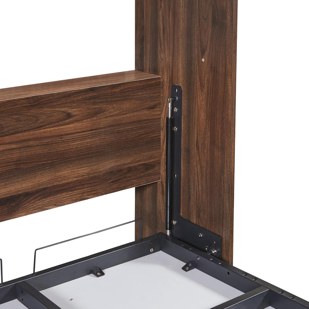 White Twin Size Murphy Bed with Cabinet E497