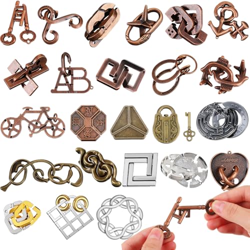 24 Pcs Metal Brain Teaser Puzzles B227