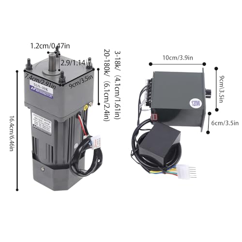 110V 120W AC Gear Motor 0-45RPM/MIN Variable Speed Adjustable Controller, Reduction Ratio: 1:30 I410659