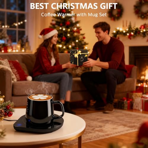 Mug Warmer with Cup Set, Electric Mug Heater with Adjustable Temperature T37887