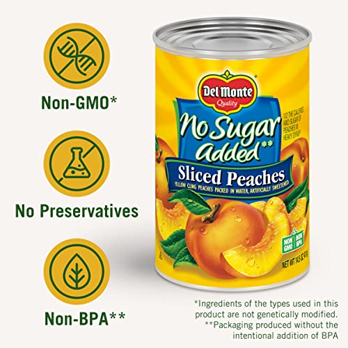 Sliced Yellow Canned Peaches in Extra Light Syrup, 15 oz Can (Pack of 12) J6263
