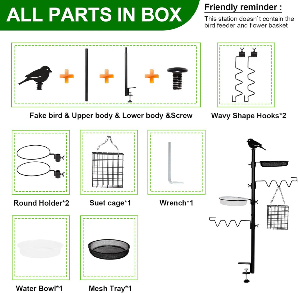 Black Steel Bird Feeder Station Kit T15916