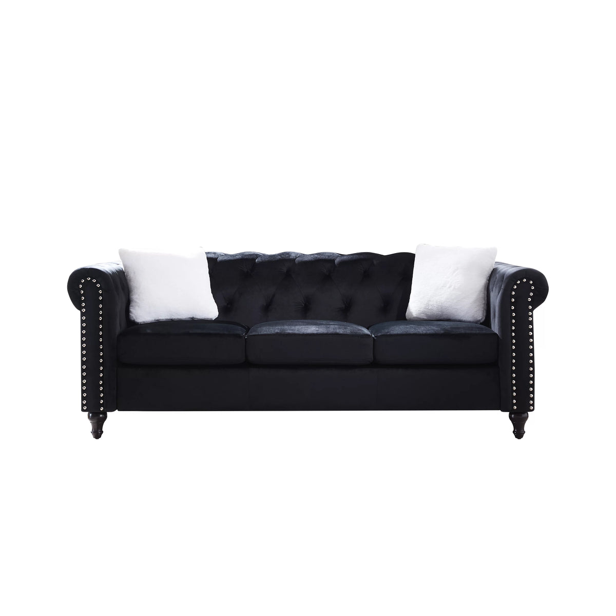 Black 2 Piece Sofa Set with 4 White Pillows P109758