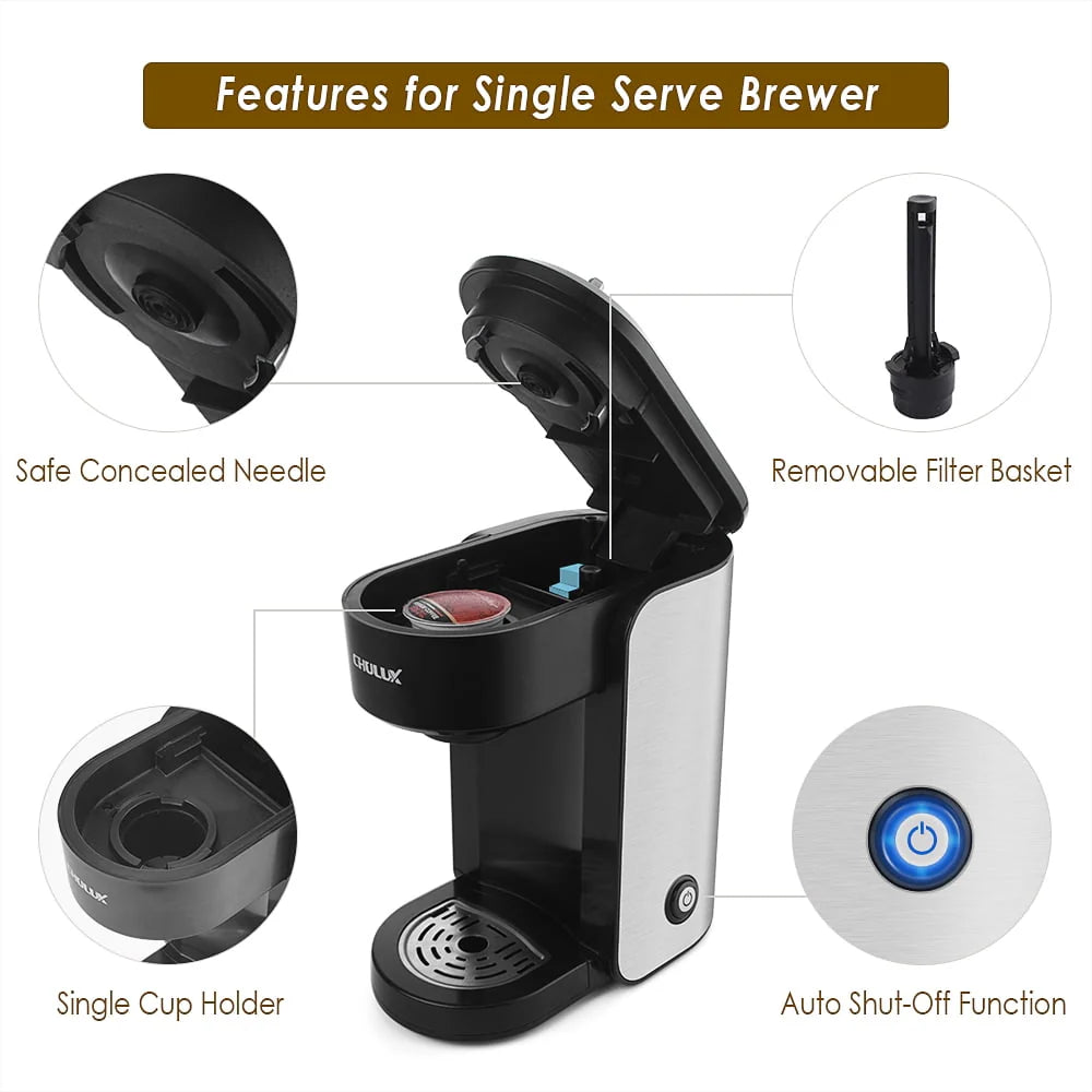 1000W Single Serve Stainless Steel Coffee Maker B5689
