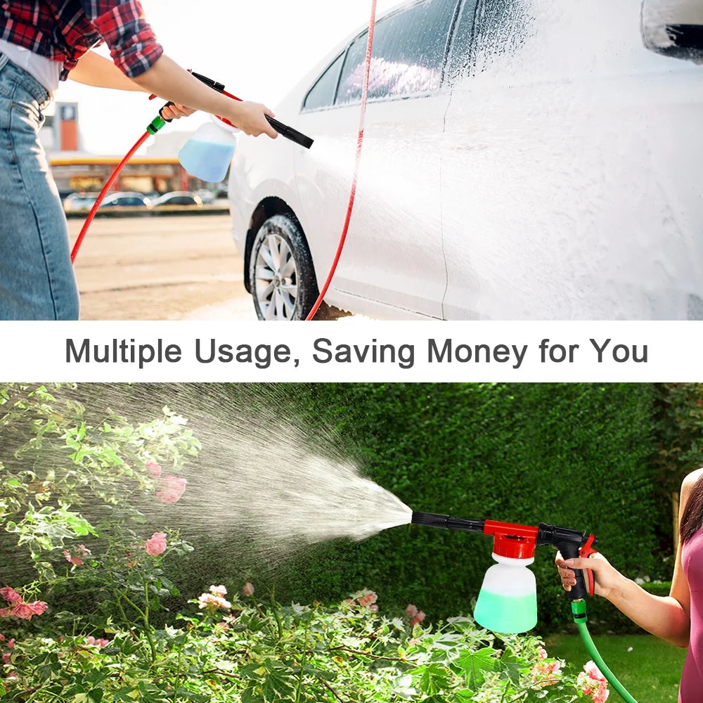 Car Wash Foam Sprayer Nozzle Kit with 1 Liter Bottle Universal Connectors I805