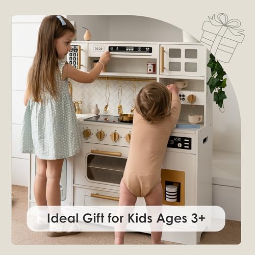 Wooden Play Kitchen with 15 Accessories U8270