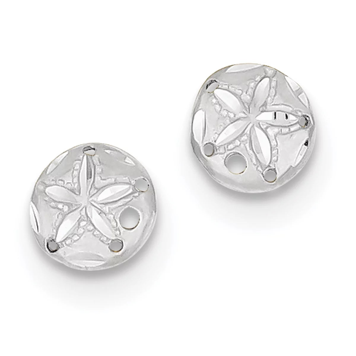 14 Karat White Gold Diamond-cut Sand Dollar Earrings I5905
