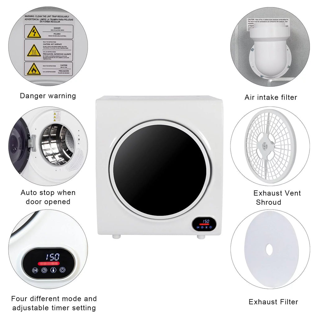 Electric Compact Portable Clothes Dryer 2.6CUFT White 110V 4KG F893