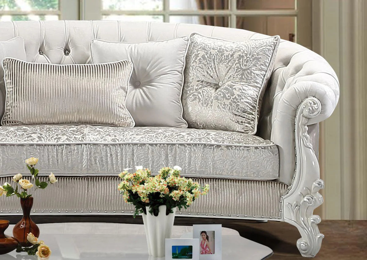 Pearl White Wood Sofa Set 5Pcs Z533223