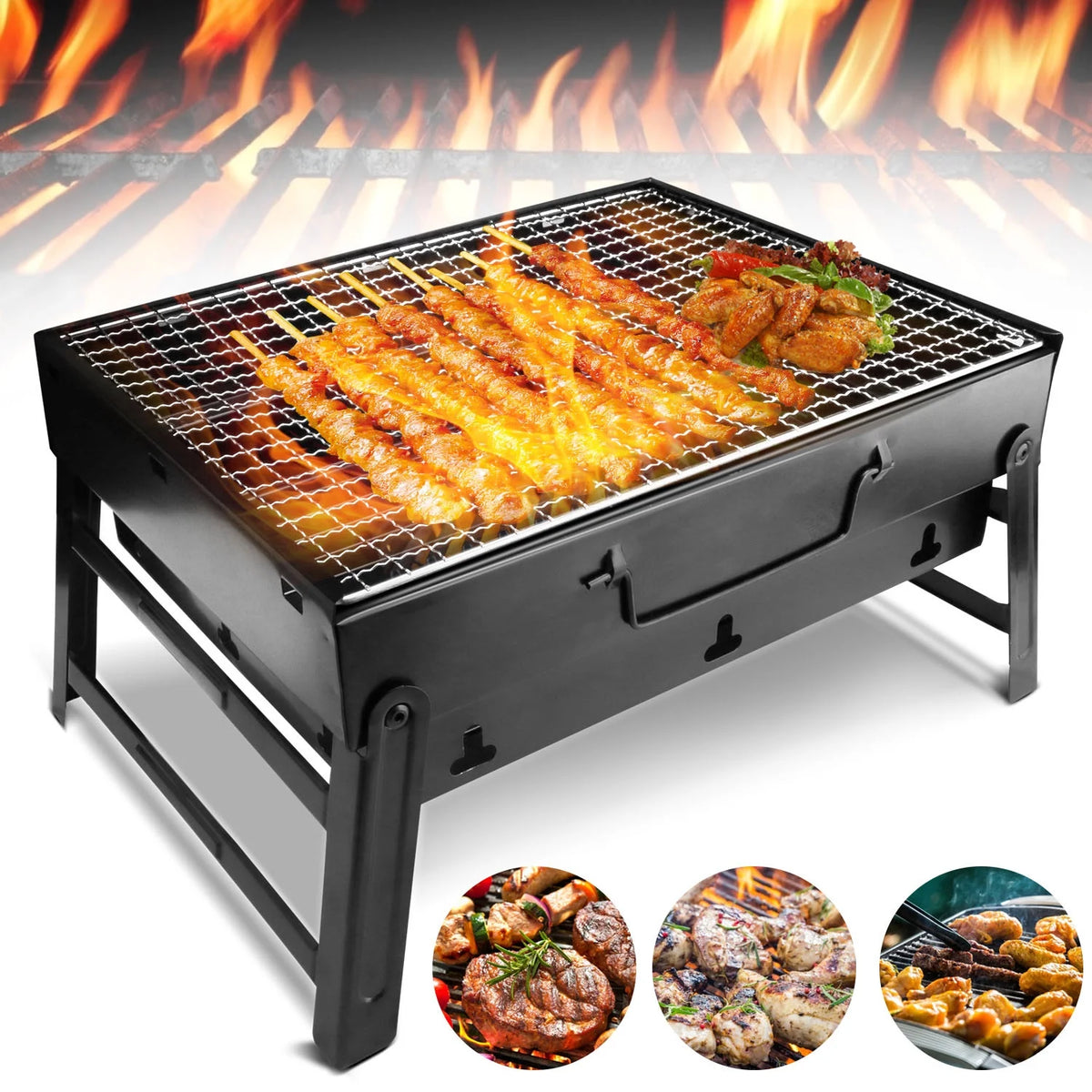 13.7" Foldable Stainless Steel Charcoal Grill N538