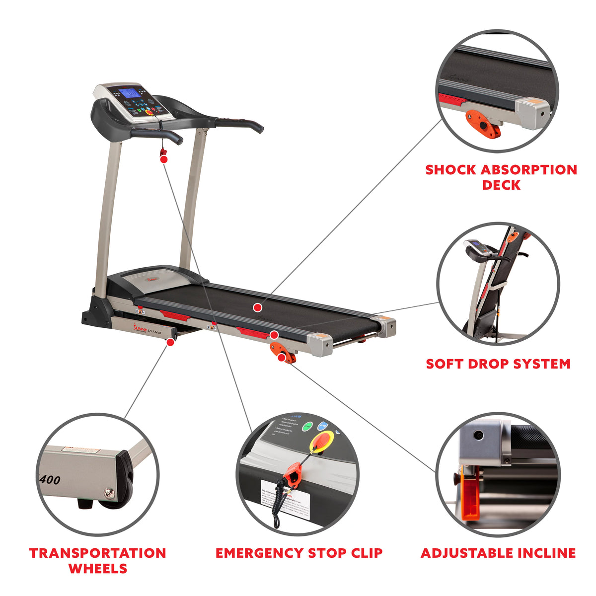 Manual Incline Folding Treadmill with Pulse Sensors LCD Monitor U814966