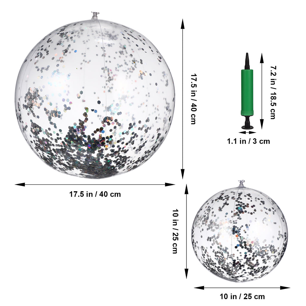 2 Pcs Glitter Confetti Inflatable Beach Balls with Air Pump A396498