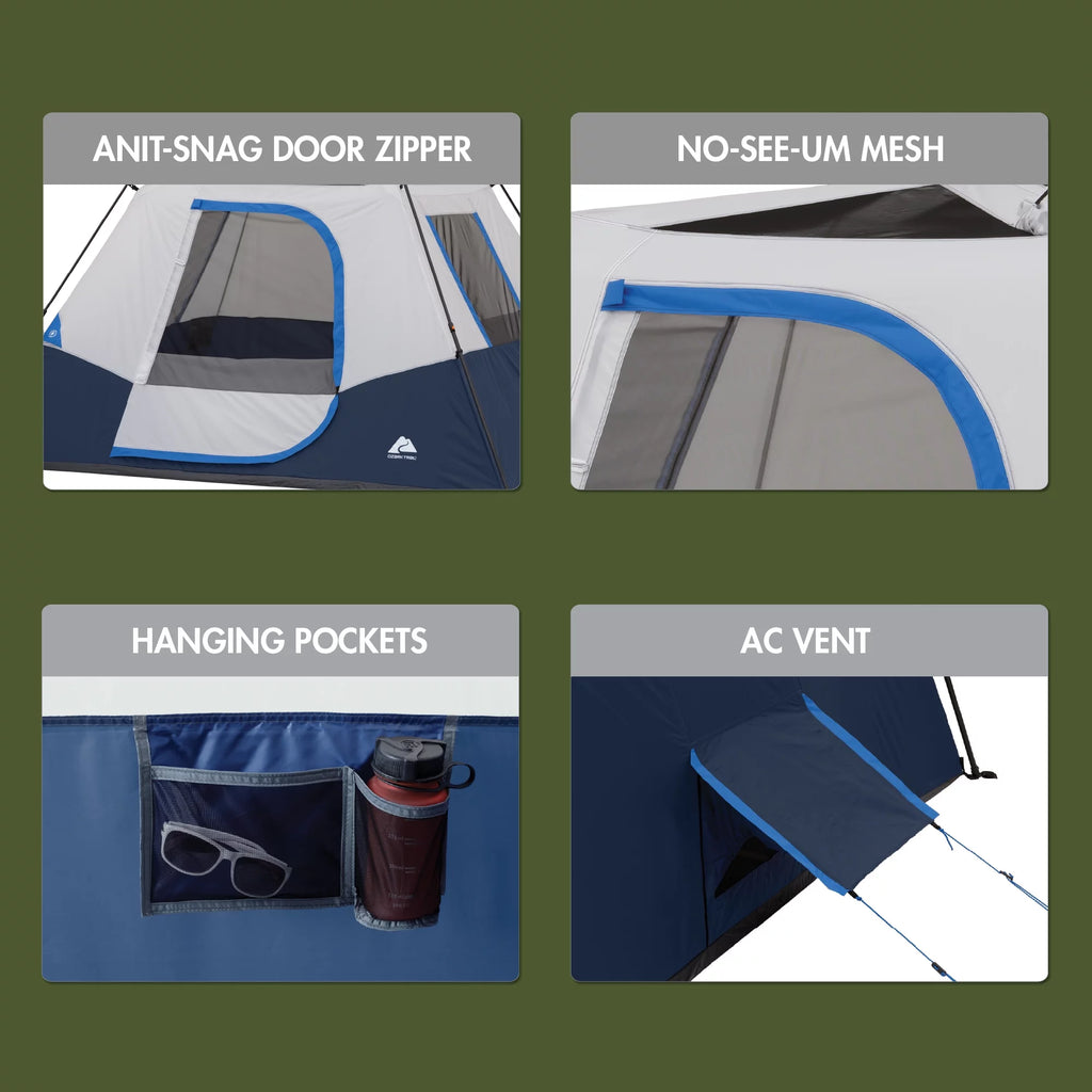 6-Person Instant Cabin Tent with LED Lighted Hub H527