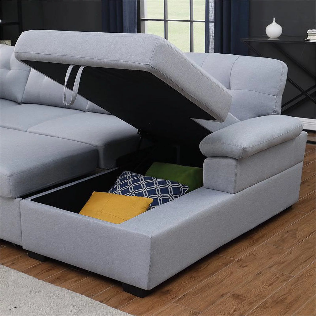 5-Seat Fabric Sleeper Sectional Sofa with Storage X554055