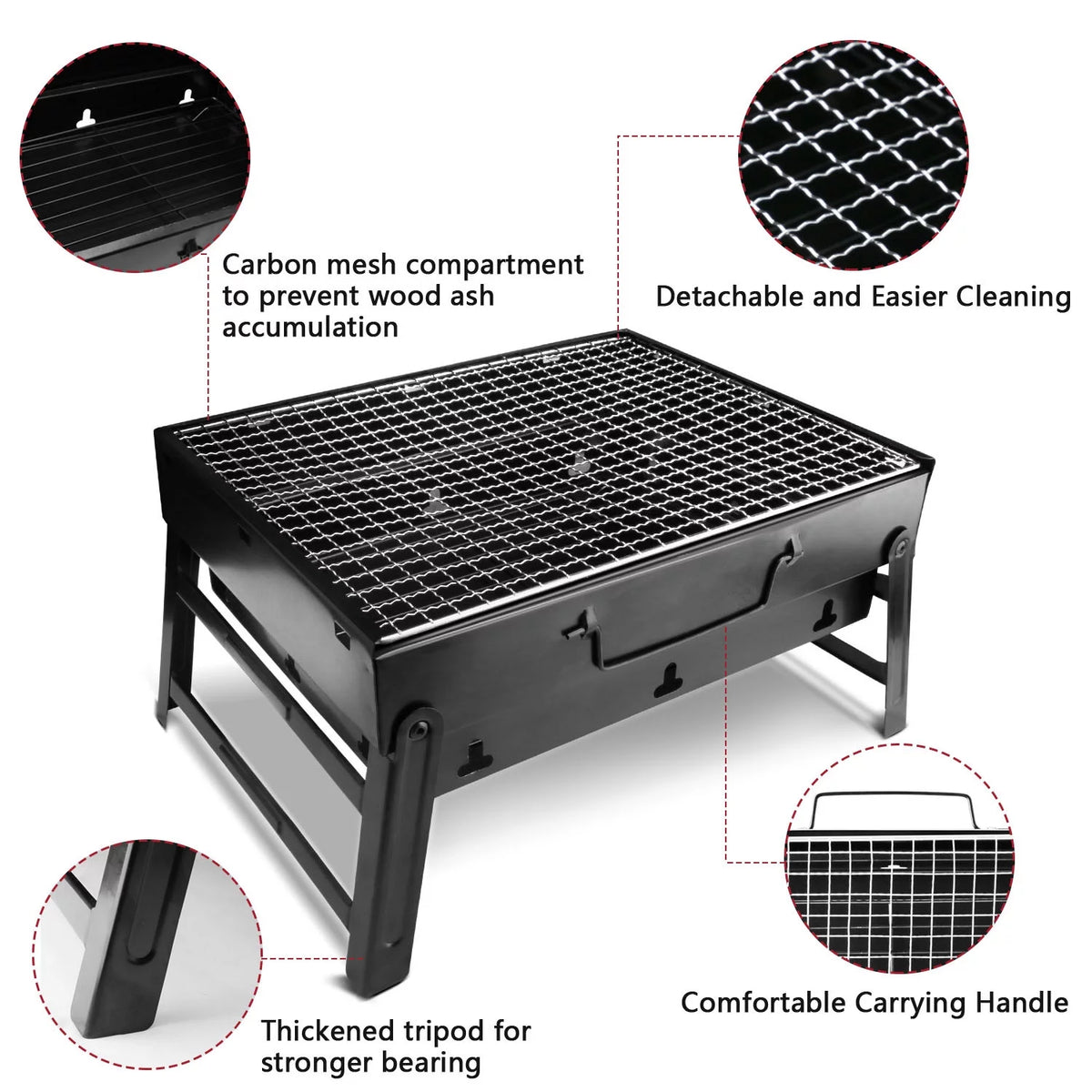 13.7" Foldable Stainless Steel Charcoal Grill N538