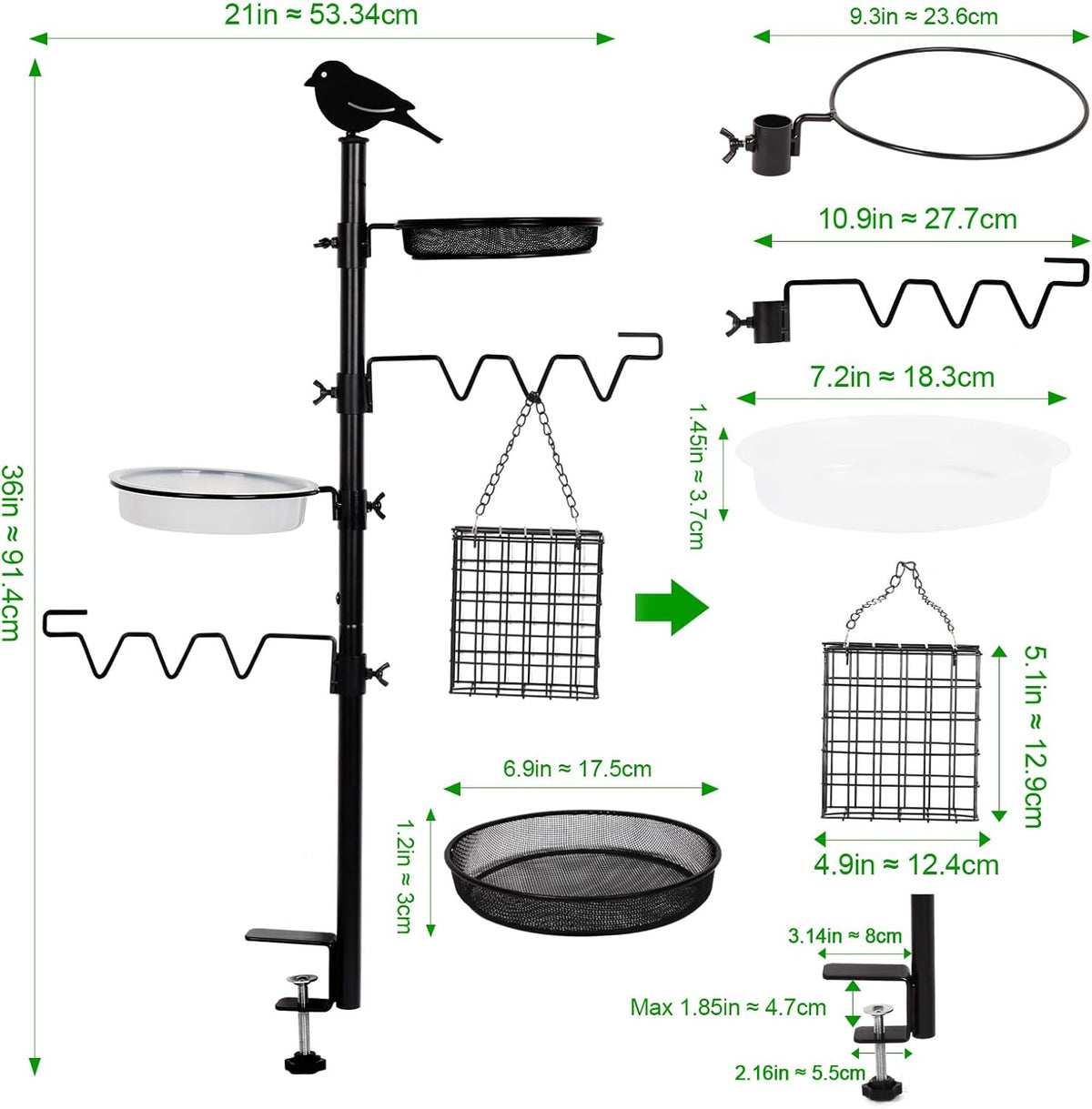 Black Steel Bird Feeder Station Kit T15916