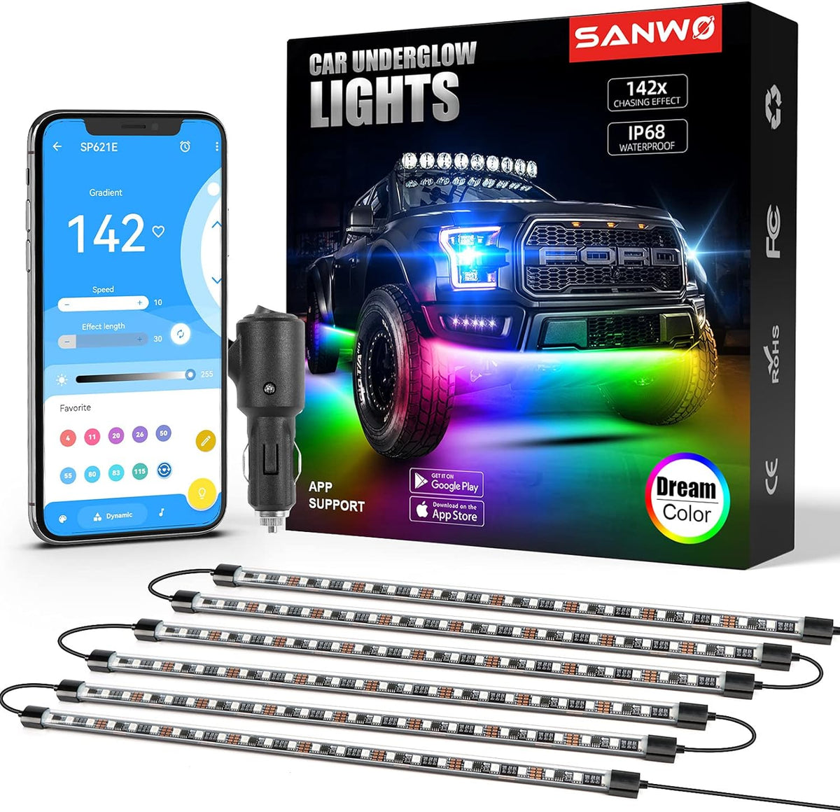 10pcs 12V Dream Color Neon Underglow Kit M252771