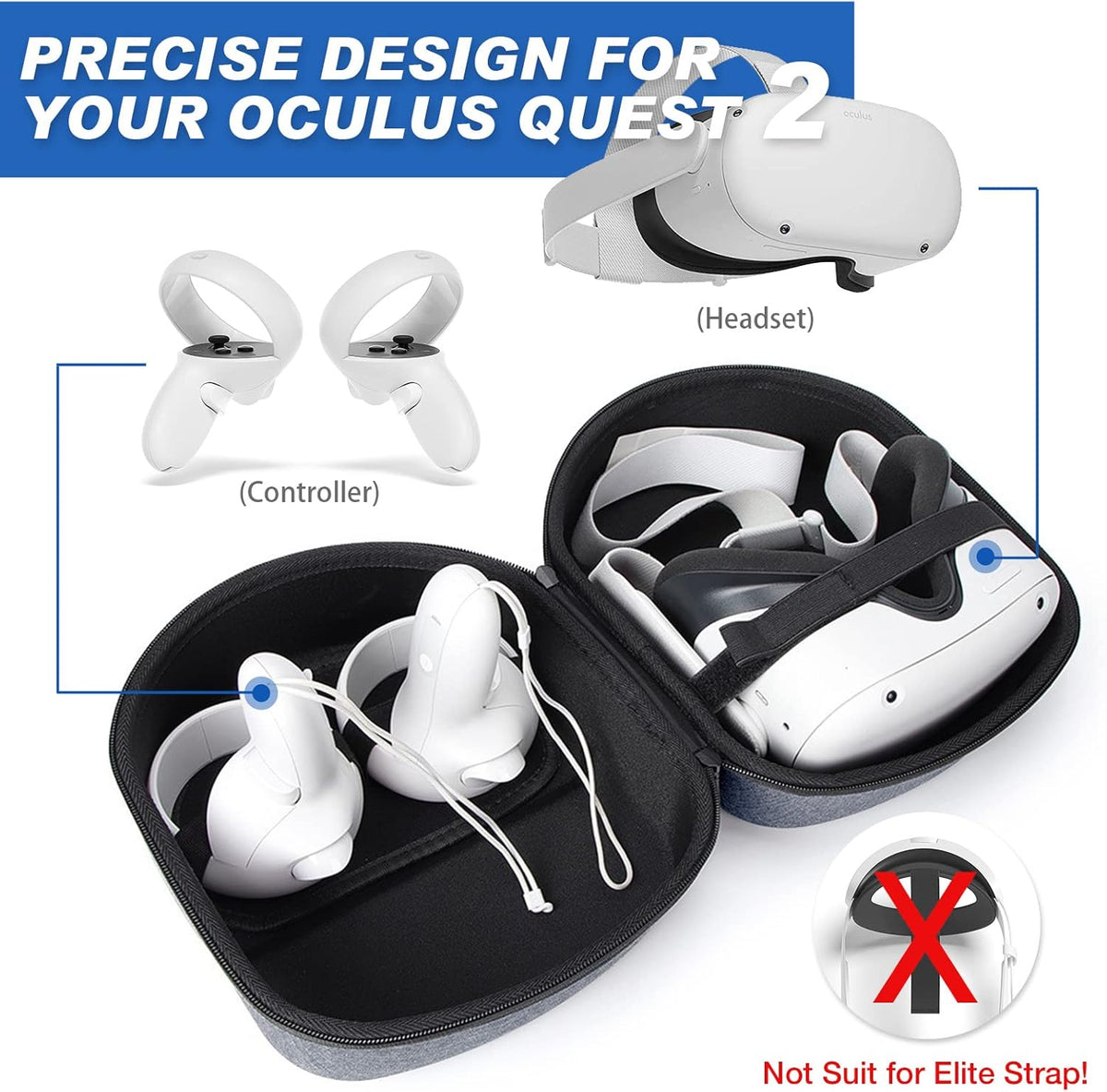 Carrying Case for VR Gaming Headsets and Controllers Pack of 2 O986