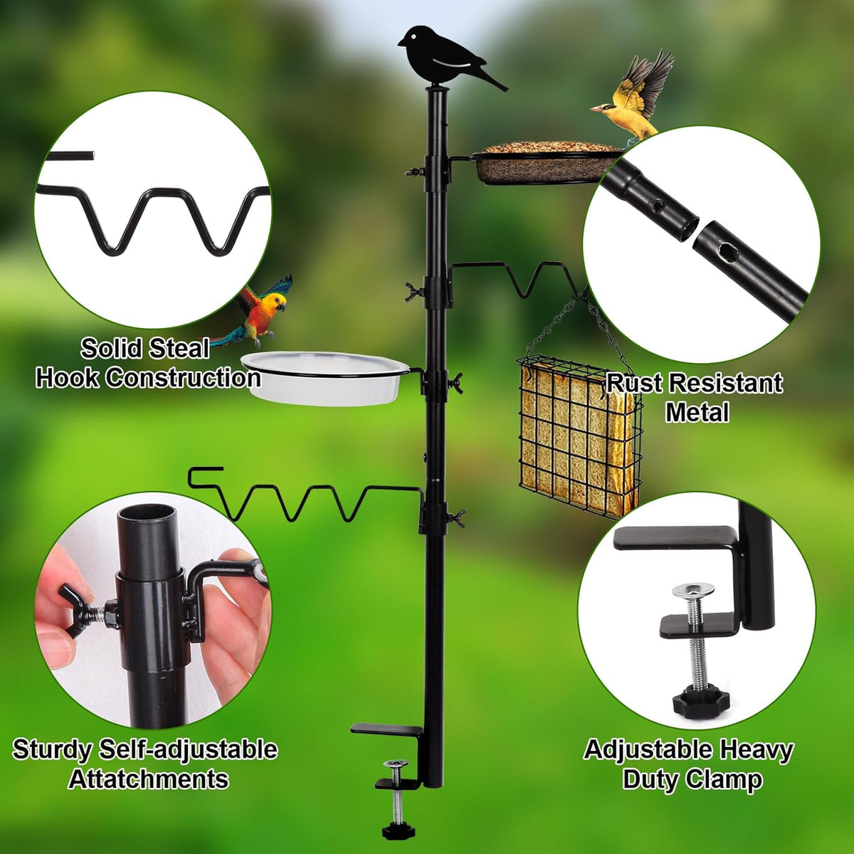 Black Steel Bird Feeder Station Kit T15916