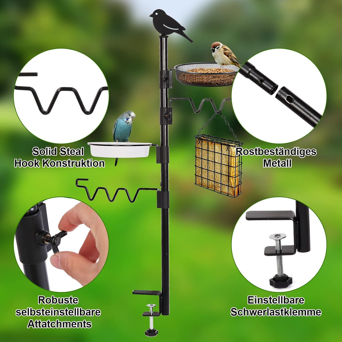 Black Steel Bird Feeder Station Kit T15916