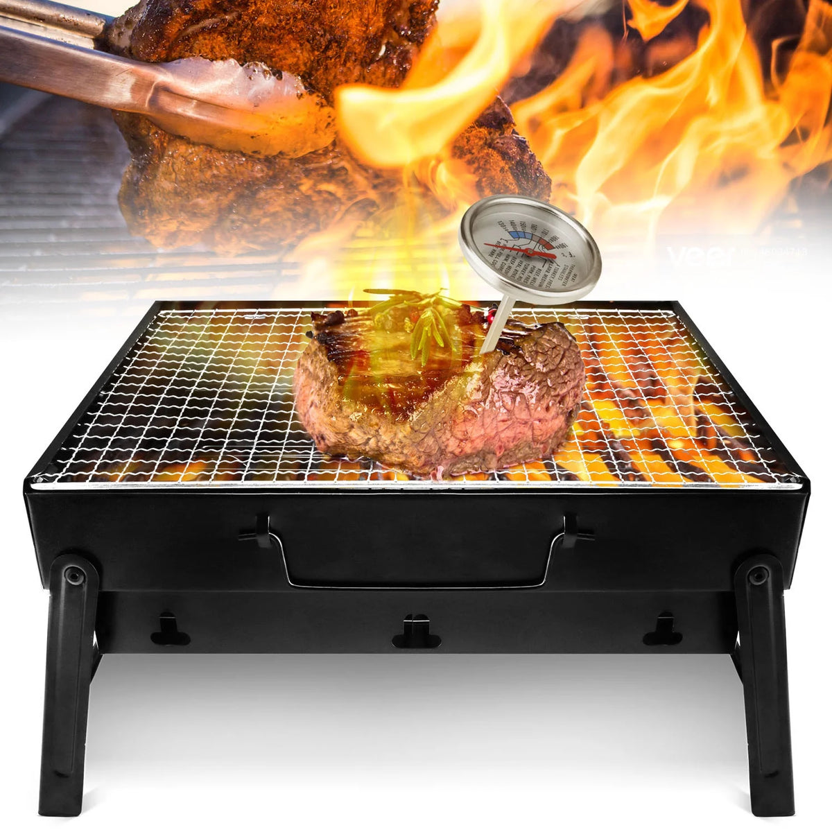 13.7" Foldable Stainless Steel Charcoal Grill N538
