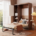 White Twin Size Murphy Bed with Cabinet E497