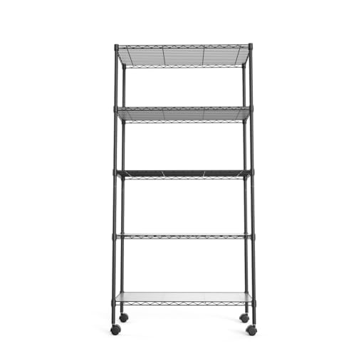 5 Tier NSF Metal Wire Shelving Unit, 60" H x 30" L x 14" D, Chrome I744349