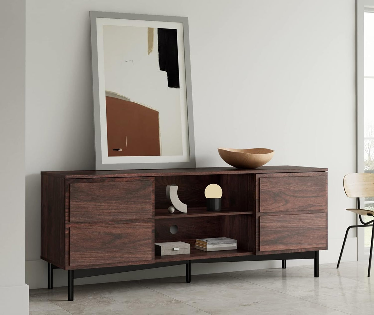 Mid-Century Modern Wood TV Stand up to 65 inches J372834