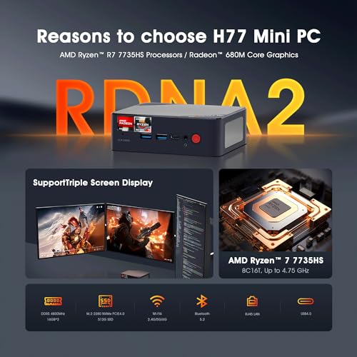 Mini PC N100 Intel 12th Windows 11 Pro 16GB DDR4 RAM 512GB PCIe SSD, 4K 60HZ Triple Displays Dual HDMI Type-C, 6W TDP Quiet Mini PC, WIFI5 I313871