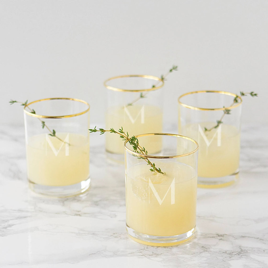 Set of 4 Gold Rim Whiskey Glasses V535489