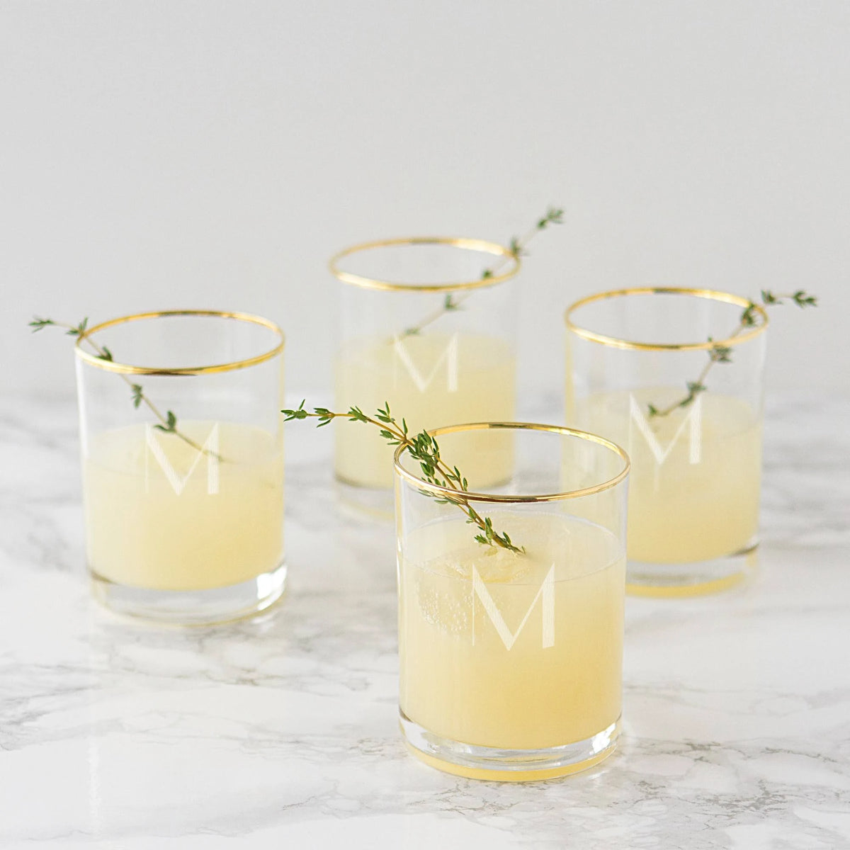 Set of 4 Gold Rim Whiskey Glasses V535489