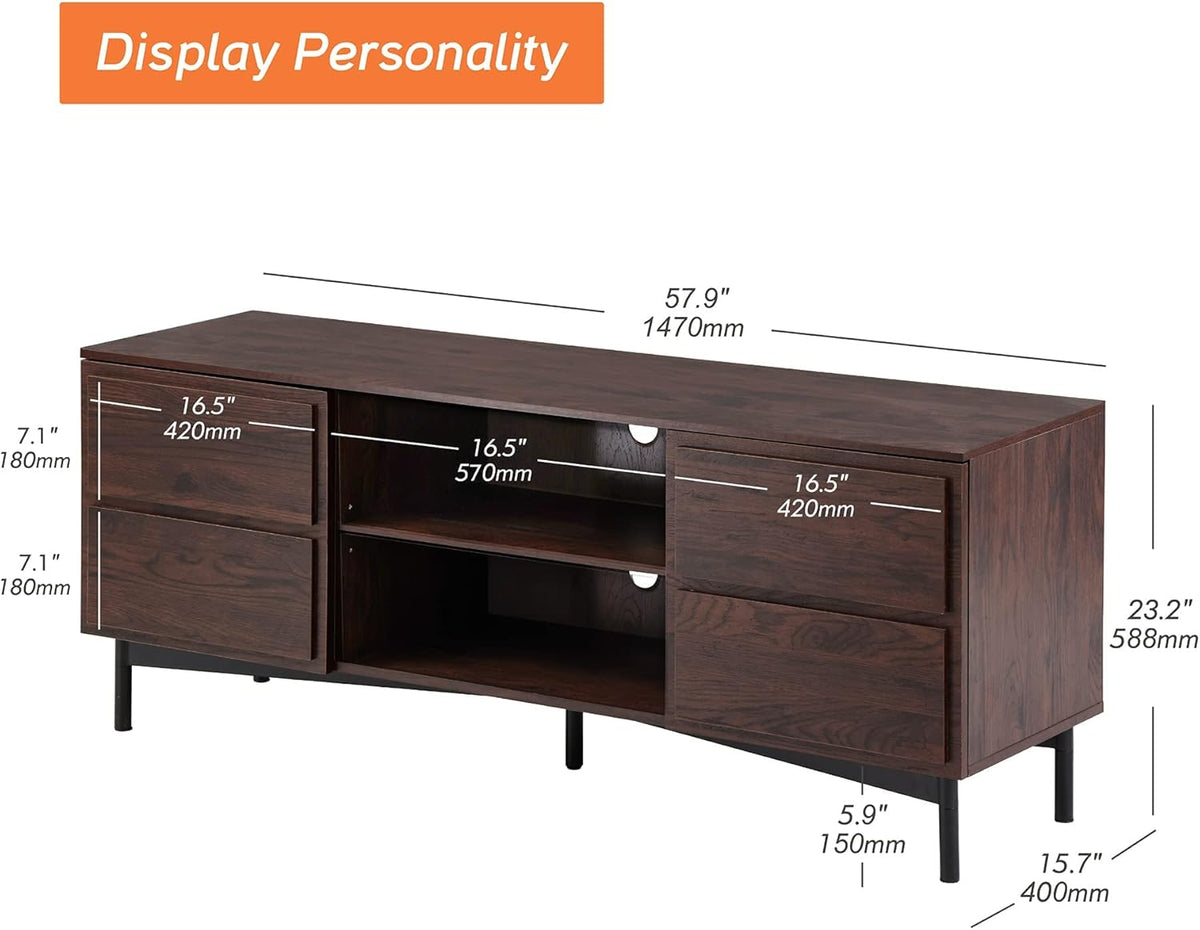 Mid-Century Modern Wood TV Stand up to 65 inches J372834