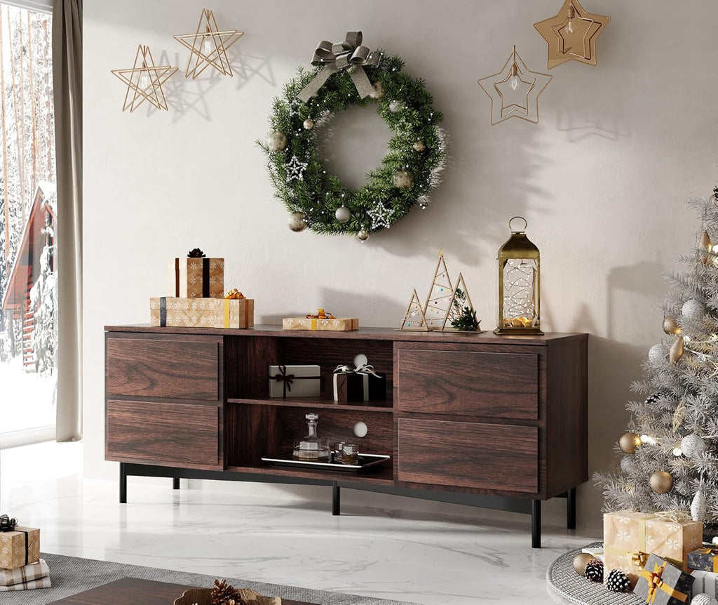 Mid-Century Modern Wood TV Stand up to 65 inches J372834