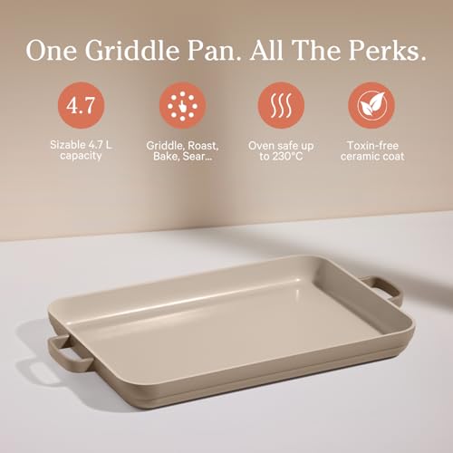 Nonstick Ceramic Griddle Pan with Ergonomic Handles X9605