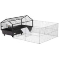Rolling Metal Small Animal Hutch Cage with Main House and Run D156579