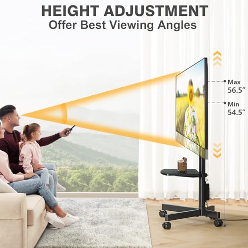 Mobile TV Stand with Power Outlet, Tilt Rolling TV Cart for 23-60 Inch TVs up to 88 lbs, Height Adjustment, Max VESA 400x400mm U9692