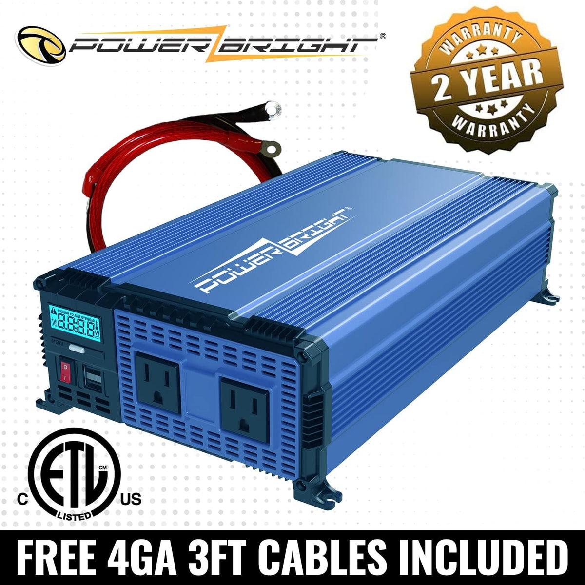 1100 Watts 12V to 110V Modified Sine Wave Power Inverter J366