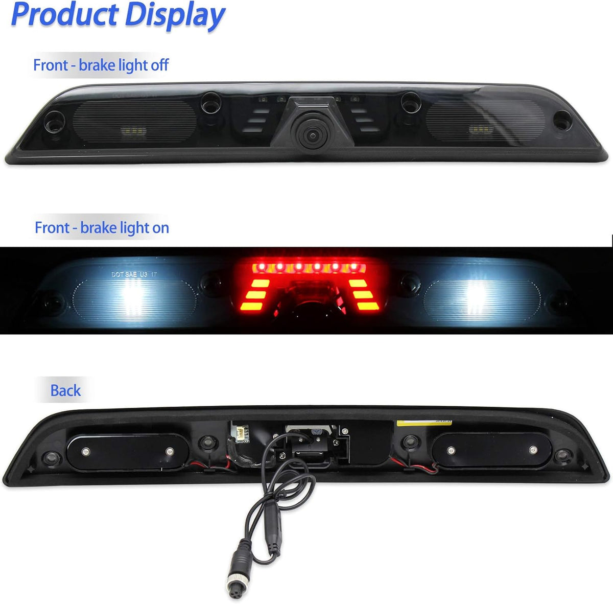 3rd Brake Light Backup Camera for Ford F150 F250 F350 Super Duty K612