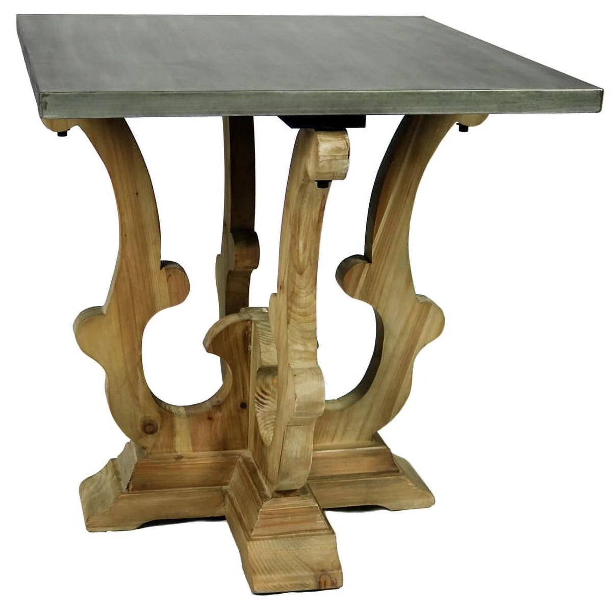 Solid Wood End Table with Zinc Top J90406