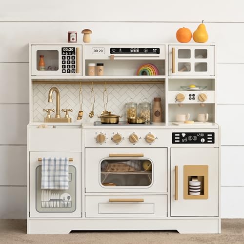 Wooden Play Kitchen with 15 Accessories U8270