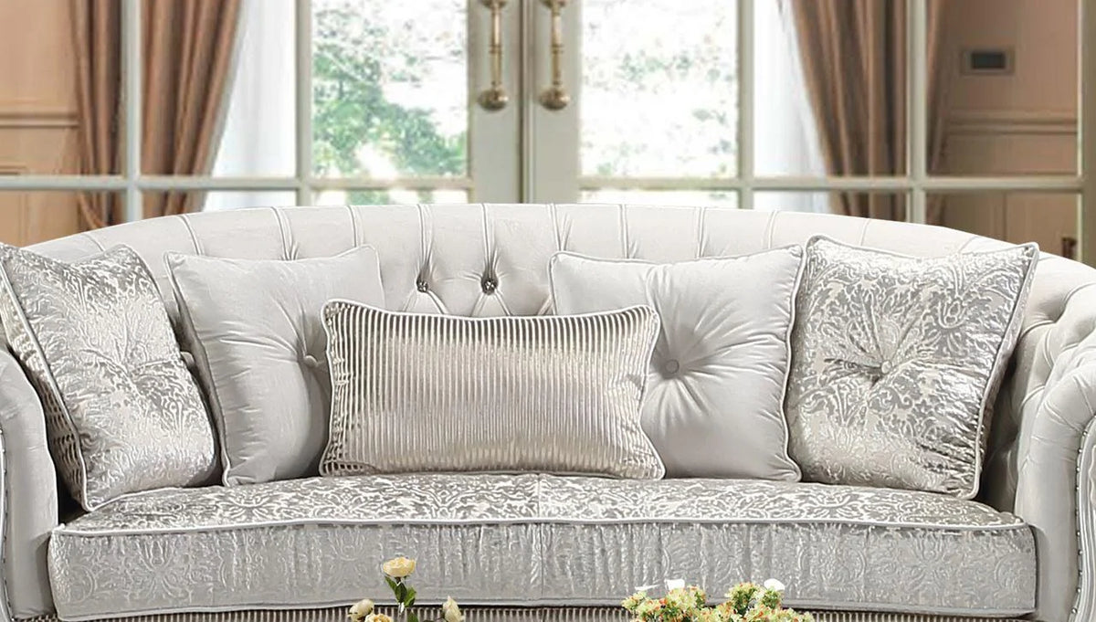 Pearl White Wood Sofa Set 5Pcs Z533223