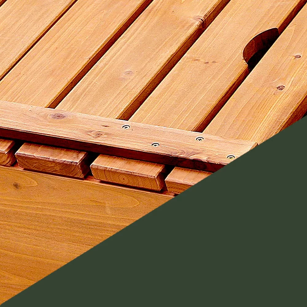 Covered Convertible Cedar Sandbox with Canopy and Two Bench Seats P3574