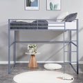 White Twin Metal Loft Bed with Safety Guard Rails C12833