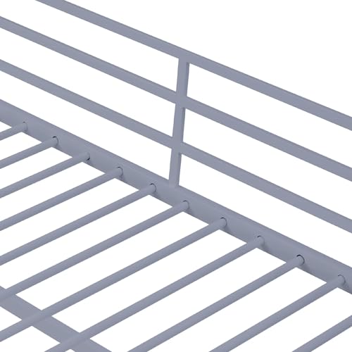 White Twin Metal Loft Bed with Safety Guard Rails C12833