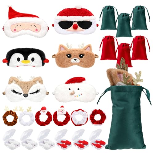Christmas Sleep Mask Set with Satin Travel Bag J46364