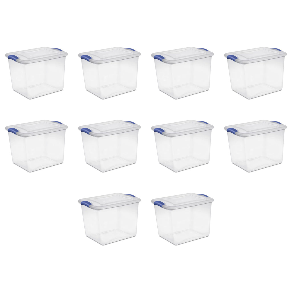 27 Qt. Latch Box Plastic, Stadium Blue, Set of 10 K700888