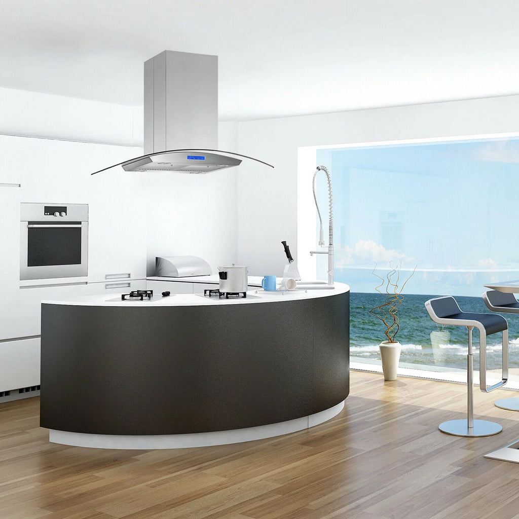 36 inch Island Mount Range Hood 900 CFM with Glass LCD Touch Control Q273227